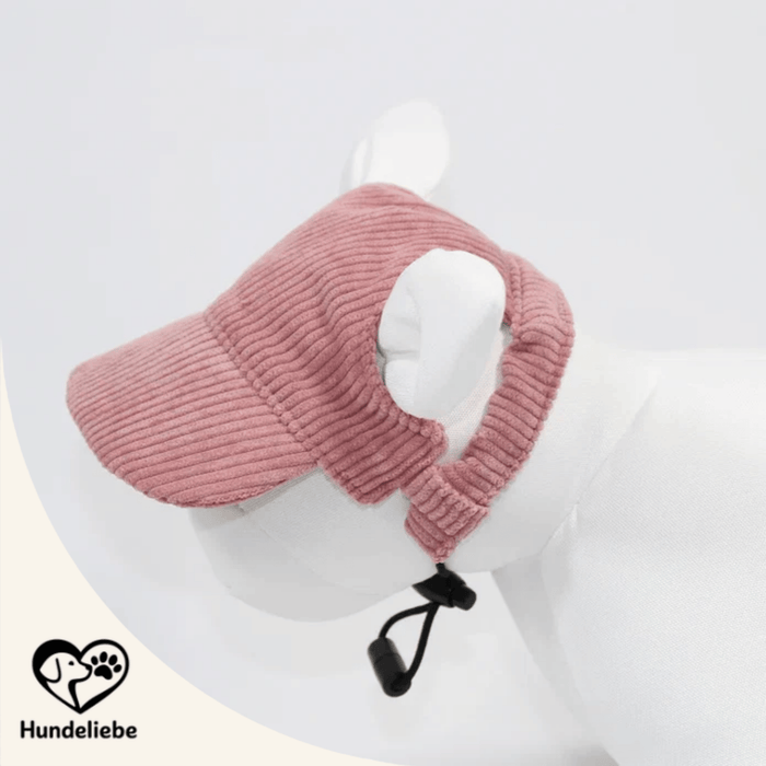 Hunde-Cap aus Cord, verstellbar in 5 Größen in Rosa