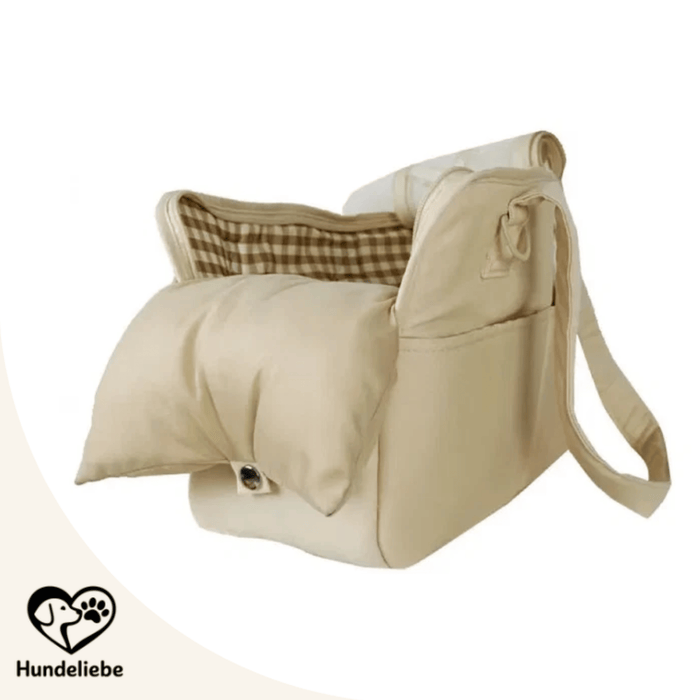 Hundetragetasche Premium in beige Tasche mit Kissen
